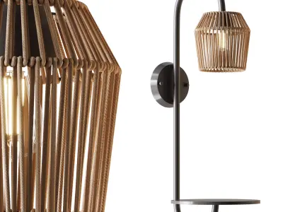 Alyza Rattan Plug-in Armed Sconce 3D model