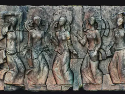 Bas-relief Young Woman Dancers Ceramic Decor Bas Relief Art 3D model