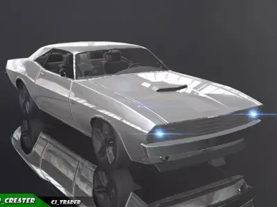 Lowpoly Dodge Challenger Racing Car 3D Model Low-poly 3D model