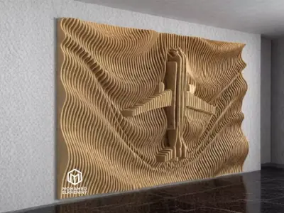 Parametric Wavy Wooden Wall Decor 10 - wood cutting machines 3D model