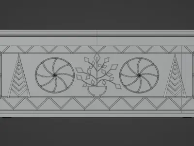 Chest wooden with carvings Low-poly 3D model