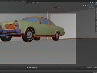 Vintage car on a wet road 3D model