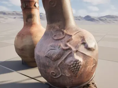 Rustic Clay Chimenea Fireplace Oven x2 Low-poly 3D model