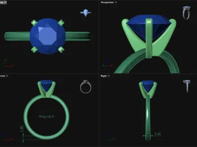 Four-Prong Petite Comfort Fit Solitaire Engagement Ring 0023 3D print model