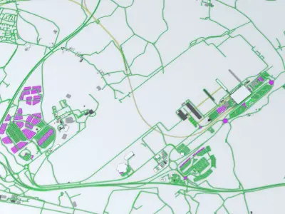 London Stansted STN Airport Roads Buildings and Public Transport 3D model