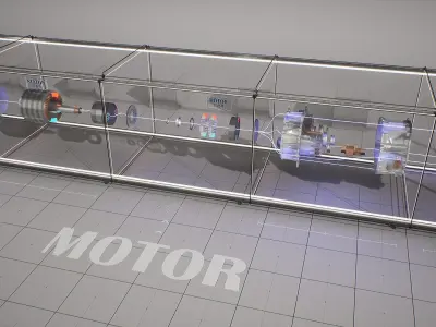 Machine Parts - Motor Low-poly 3D model