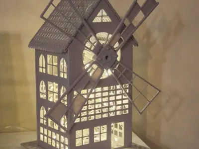 Decoration mill and house 3D model