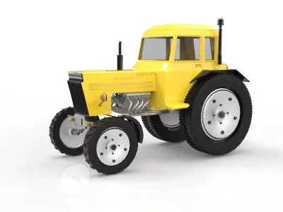 Low Poly Tractor Low-poly 3D model