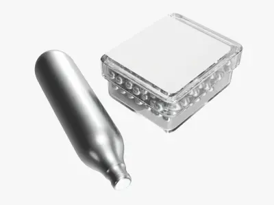 Air pistol bullet box and gas cylinder 3D model