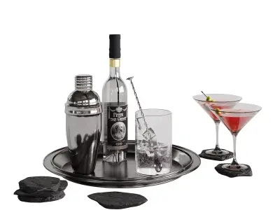Cocktail decor set 3 3D model