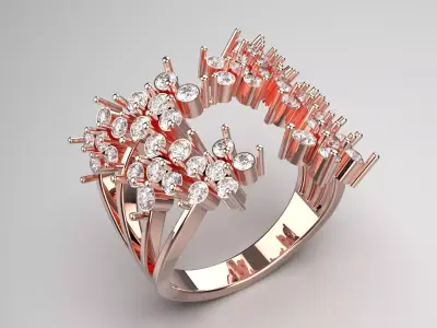 Ring An Explosion of Sparkle in a Modern Abstract Design fr0062 3D print model