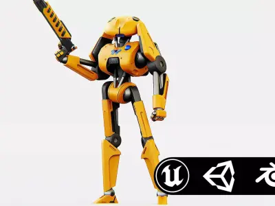 BATTLE DROID Z-100 Rigged for Unreal Engine - Unity - MIXAMO 3D model