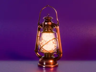 Christmas Lantern with Fairy Lights 3D model