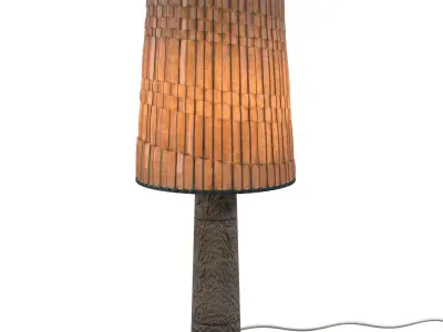 Decorative Base And Wool Shade Table Lamp PBR 3D model