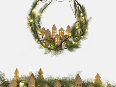 Bright Christmas Decorative Set 3D model