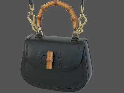 Gucci Bamboo 1947 Jumbo GG Small Bag Black Low-poly 3D model