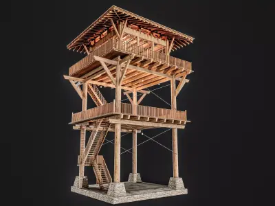 Tower Cabin Low-poly 3D model