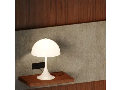 Headboard 1 two lamps on wooden wall 3D model