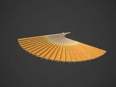 Spotty Orange Wooden Handheld Fan Low-poly 3D model