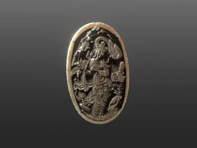 Oriental woman figure relief Low-poly 3D model