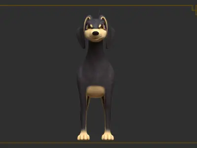 Rigged Cartoon Dog 3D model