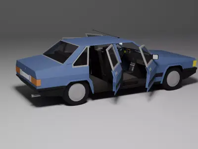 Low Poly 1980s Executive Sedan 3D Model Free Download Car03 Free low-poly 3D model