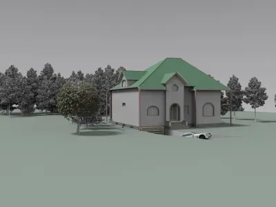 FarmHouse house with roof 3D model