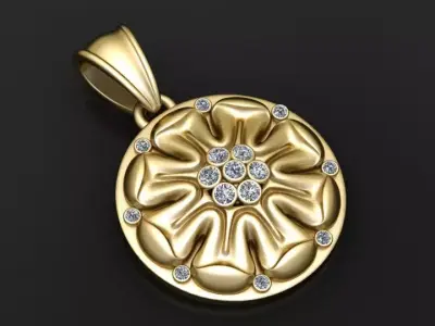 gold floral pendant 3D printable model   3D print model