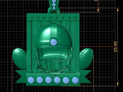 CRICKET HALMET  DAIMOND PENDANT 3D PRINTABLE MODEL  3D print model