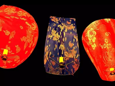Chinese sky lantern  3D model 2