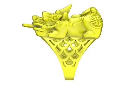 Luxury Pixiu Feng Shui Men Ring 3D Model 5403 3D print model