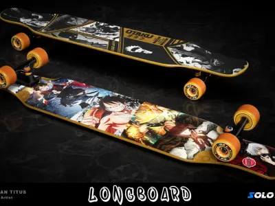 Longboard - Anime Theme Low-poly 3D model