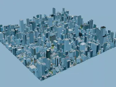 City Downtown Skyscraper Street 04 - DAY Low-poly 3D model