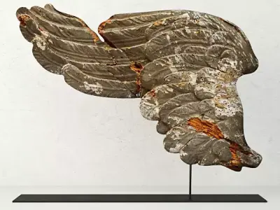 17th Century Italian Carved Wood Wing 3D model