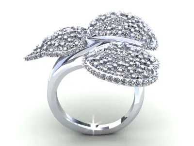 Love Leaf Hart Diamond Ring 3D print model