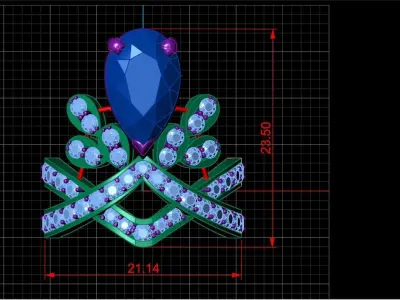 wedding diamond ring  3D print model