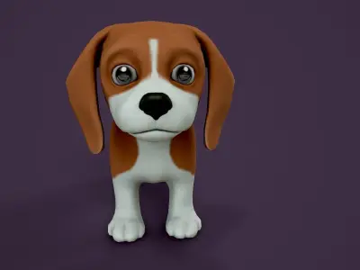 Beagle 3D Model dog Low-poly 3D model