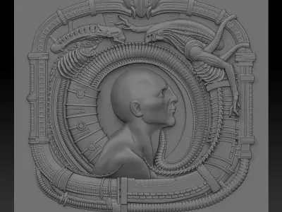 bas-relief Engineer and Aliens 3D print model
