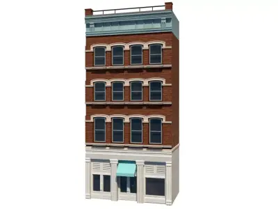 LowPoly FACADE Townhouse 2 Low-poly 3D model