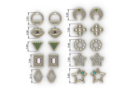 Aretes -Topitos para dama paquete de 10 -v- 3D print model