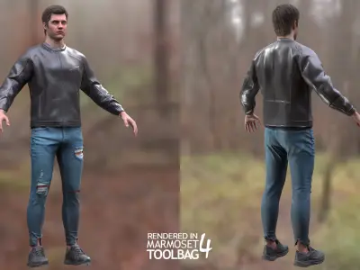 Man - Autumn Outfit 10 - Modular - Rigged Low-poly 3D model