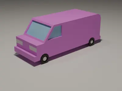 Low poly Grey-pink car VAN 2 Version Low-poly 3D model