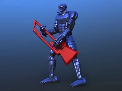 Futuristic Bass Player Robot 3D model