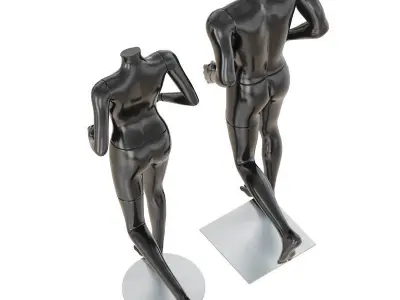 Running mannequin man and woman 36 3D model