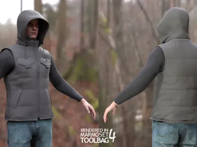 Man - Autumn Outfit 5 - Modular - Rigged Low-poly 3D model