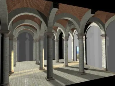 Vaulting 1-2   Romanic  500cm spaced  with thin arches Low-poly 3D model