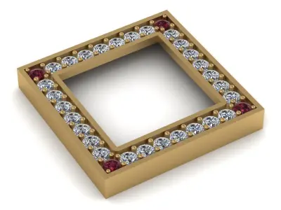 3d-model square jewel pendant  3D print model
