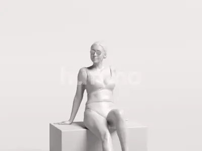  Humano Beautiful Woman in swimsuit sitting pool-2511-032-7351 3D model