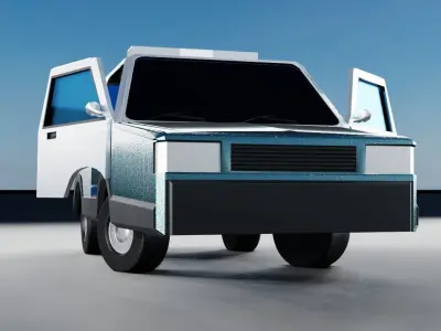 Low Poly Set of Cars Cartoon Style Low-poly 3D model