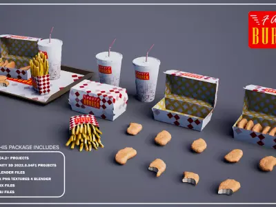Chicken Nuggets Package Low-poly 3D model